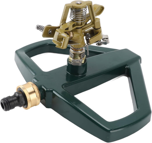 Sprinklers for Yard, 360 Degree Roating Automatic Lawn Sprinkler Heavy Duty Metal Pulsating Nozzle with Metal Base for Large Area Lawn Yard Garden (Yellow)