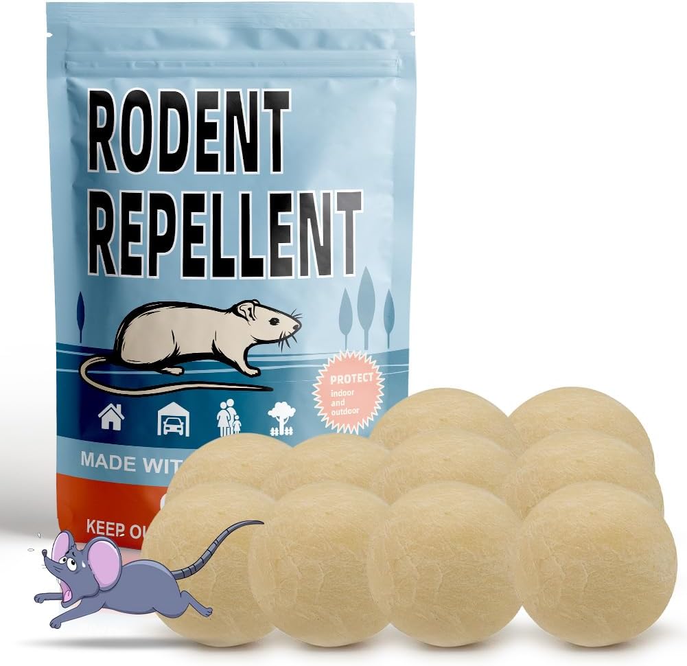 Rodent Repellent, Mice Repellents Indoor, Mouse Repellent Balls for House, Rat Repellents, Peppermint to Repel Mice and Rats, Mouse Deterrent, Rodent Repellant Outdoor, Keep Mouse Away-10Pcs