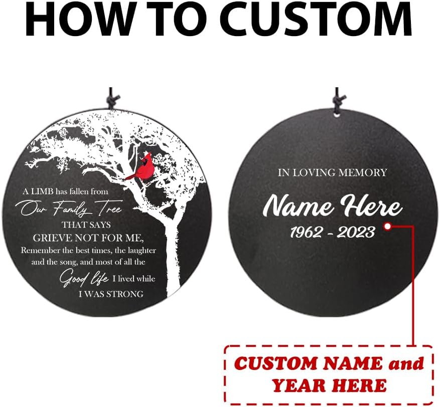 Personalized 36" Memorial Wind Chimes for Outside, Sympathy and Bereavement Gift for Loss of Loved One, A Thoughtful Remembrance of Mother, Father or Husband for Garden and Patio