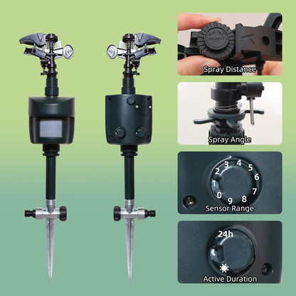 Motion Activated Sprinkler with Day & Night Detection Modes Repellent Detector for Garden Outdoor Waterproof
