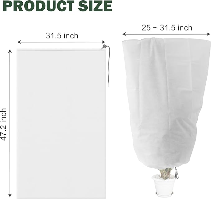 Alpurple 4 Packs Winter Zipper Plant Covers - 47" X 31.5" Warm Plant Protection Cover Bags, Frost Cloth Blanket Protecting Fruit Tree Potted Plants from Freezing Animals Eating