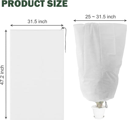 Alpurple 4 Packs Winter Zipper Plant Covers - 47" X 31.5" Warm Plant Protection Cover Bags, Frost Cloth Blanket Protecting Fruit Tree Potted Plants from Freezing Animals Eating