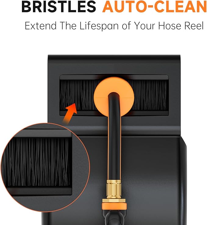 GARDENJOY Retractable Garden Hose Reel, 90 ft x 5/8 inch Heavy Duty Garden Hose with 180°Swivel Wall Mounted Bracket, 10 Pattern Sprayer Nozzle, Any Length Lock & Slow Return System