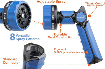 20-Pack Corvid Thumb Control Nozzle - 8-Pattern Heavy-Duty, Durable Spray for Watering, Cleaning, and More