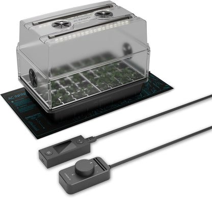 AC Infinity Heavy-Duty Humidity Dome 5x8 Germination Kit, Full Spectrum LED Grow Light Bars w/Samsung LM301H EVO LEDs, Heat Mat, 3 mm Thickest Dome, Trays, Vented Panels, for Seed Starting