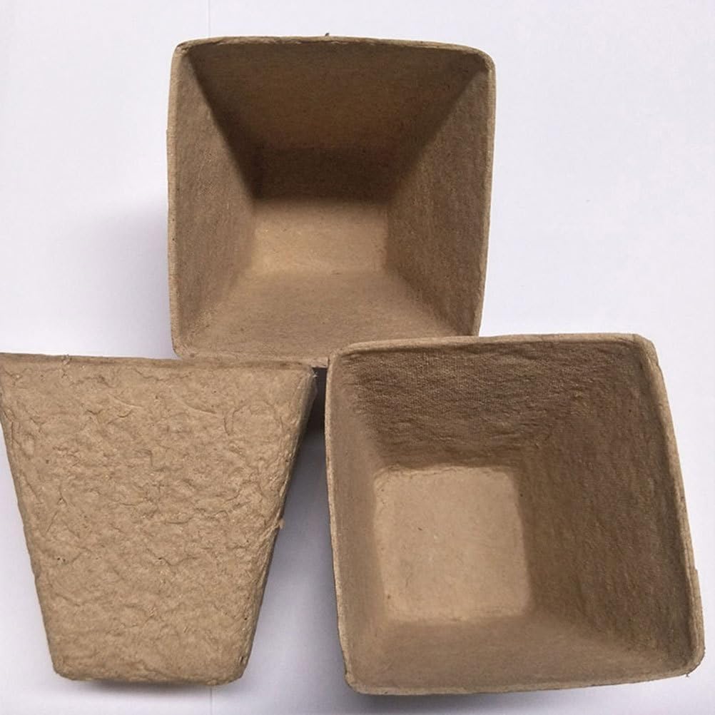 100Pcs Small Growing Pots for Plants Nursery Seedling Planter Square Pots Planting Cups Greenhouse Containers Starting Peat Tray Peat for Cultivation Cup Plant Household Compost