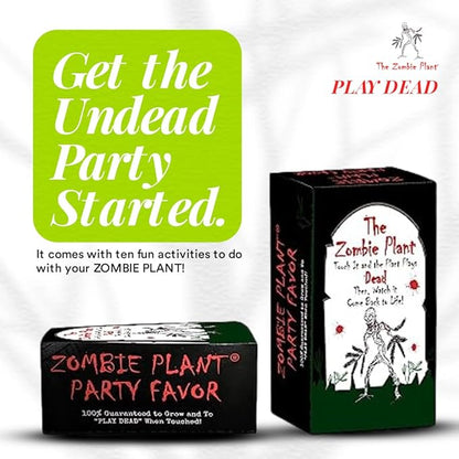 Zombie Plant Party Favors (2) Plays Dead When Touched! Includes Soil, Seeds & Mini Flower Pot. Supplies for Zombie Themed Birthday. Plant it as a Fun Indoor Science Activity