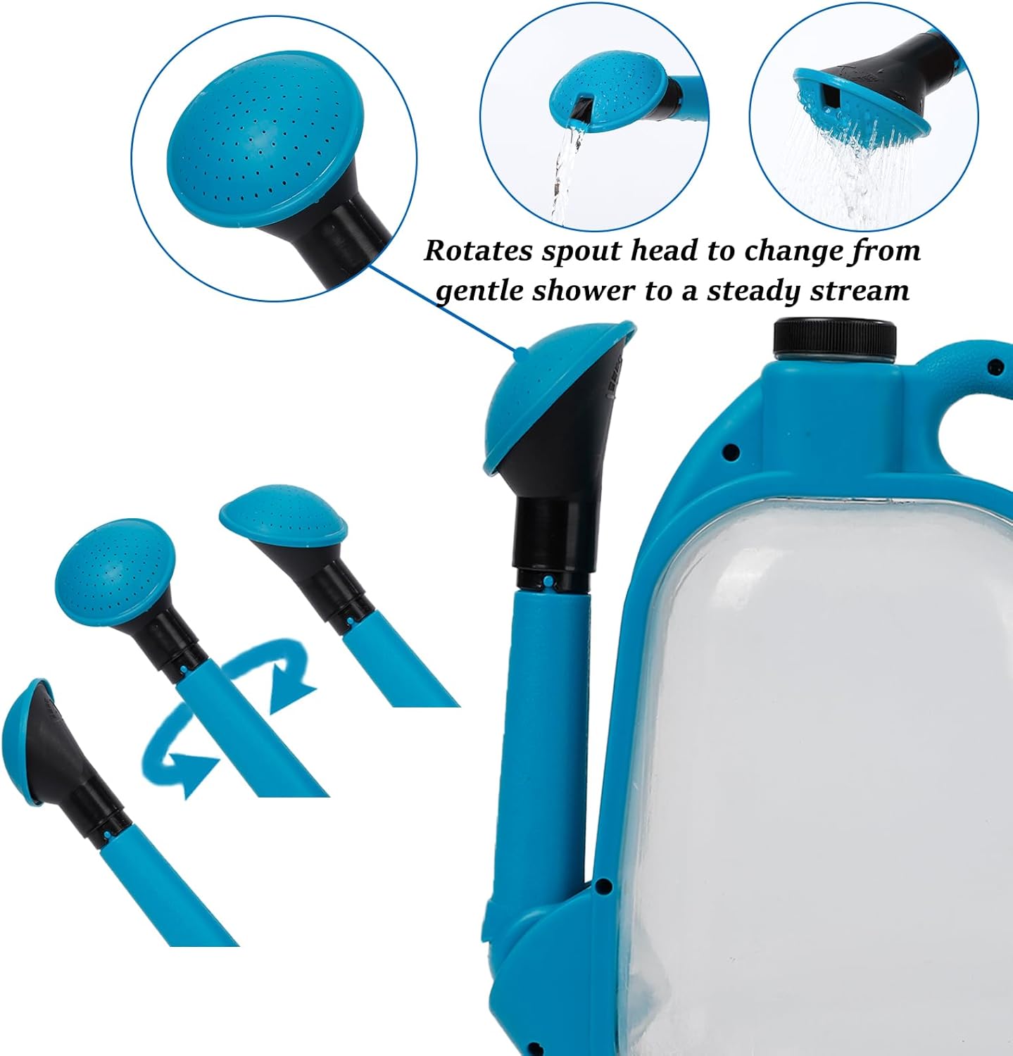 4L Foldable Clear Plastic Watering Can with Rotating Nozzle Long Spout Ideal for Indoor and Outdoor Gardening -Blue