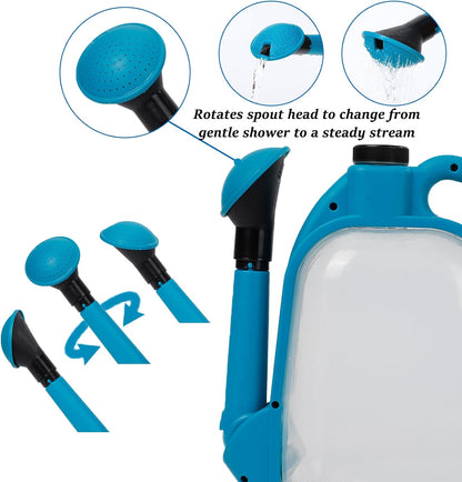 4L Foldable Clear Plastic Watering Can with Rotating Nozzle Long Spout Ideal for Indoor and Outdoor Gardening -Blue