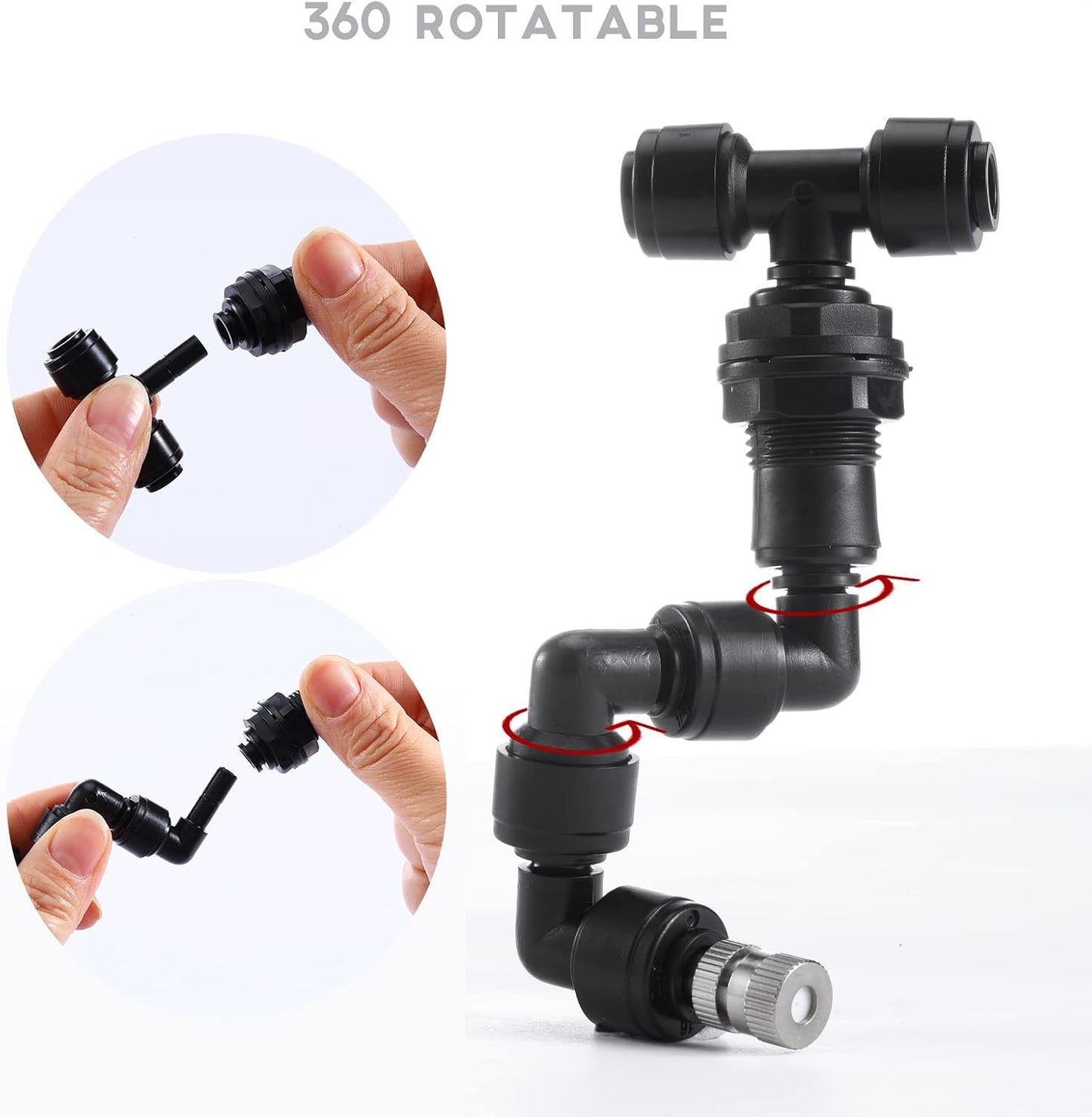 Reptile Misting Spray Nozzle for Rainforest Tank Pet Cooling Adjustable Reptile Nozzle Fogger Mist Sprinkler for Full Water Coverage, Replacement Micro Spray Nozzles, 2PCS