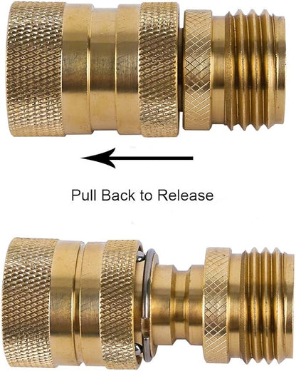 Garden Hose Quick Connect Brass Hose Quick Connectors Water Hose Connector 3/4"GTH (3 Female Coupler+ 6 Male Nipples)