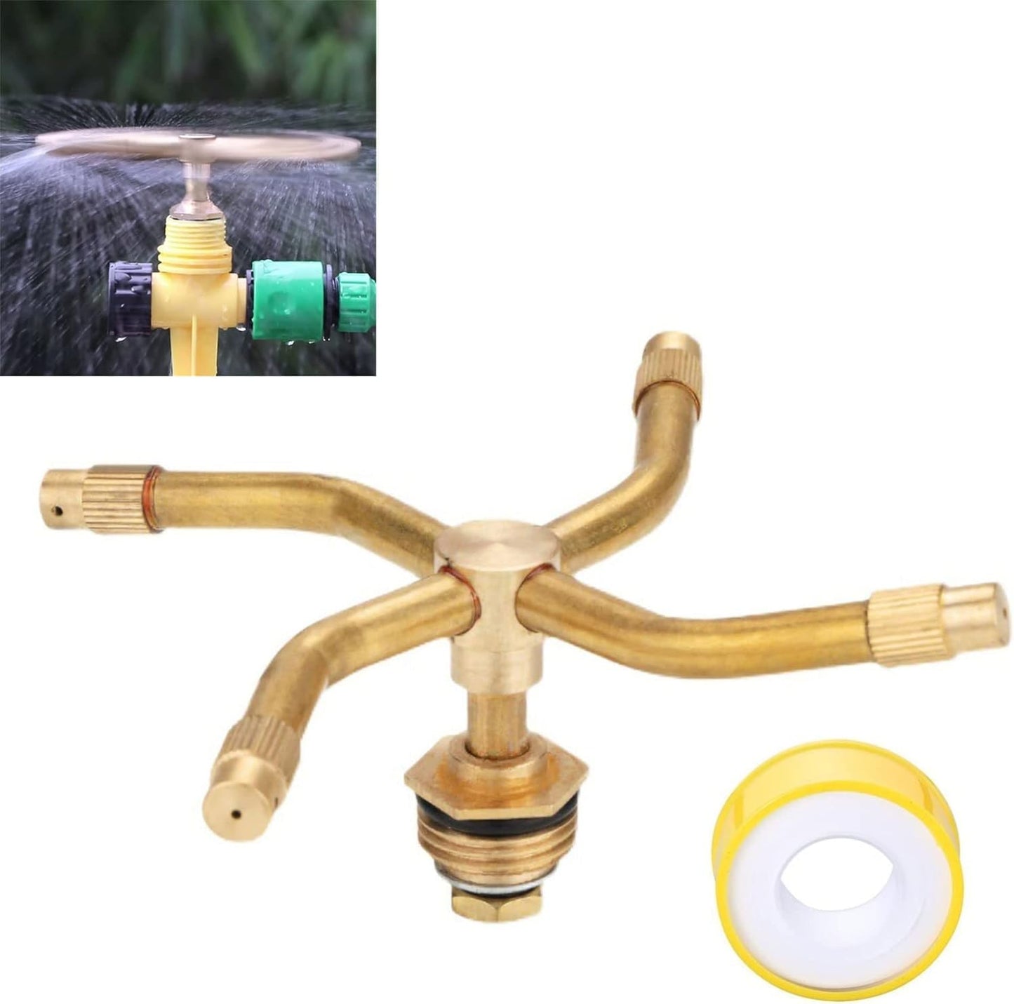 3/4 Arm Automatic Rotary Sprayer, Automatic Rotary Whirling Sprinklers for Plants 360 Degree Rotation Irrigation System Sprinkler Head Spray Diameter of 7-11 Meters for Garden Yard Lawns (2PCS)