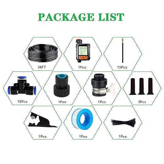 New Quick Connector Drip Irrigation Kits,Automatic Irrigation System with 360-degree Bending Dropper,Adjustable atomizing Copper Nozzle for Watering System for Garden Plants Lawn.(Automatic Timer)