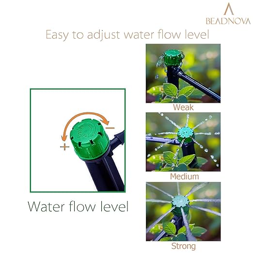 BEADNOVA Irrigation Drippers 50pcs Drip Emitters for 1/4 Inch Irrigation Sprinkler 360 Degree Micro Sprinkler Adjustable Drip Heads Drippers for Garden Patio Lawn