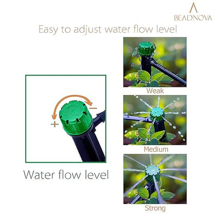 BEADNOVA Irrigation Drippers 50pcs Drip Emitters for 1/4 Inch Irrigation Sprinkler 360 Degree Micro Sprinkler Adjustable Drip Heads Drippers for Garden Patio Lawn