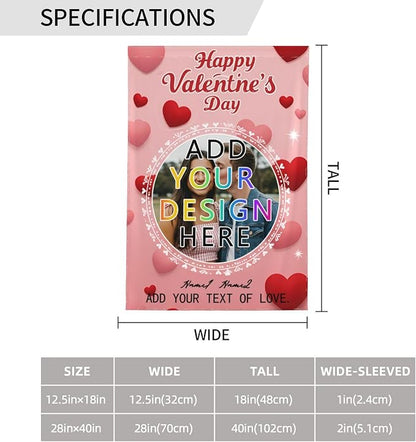 Custom Valentine Garden Flag for Outdoor Personalized Valentines Yard Flags Decor Customized Flag Add Your Own Picture Text House Lawn Banner Double Sided Home Wall Decoration 12.5x18 28x40