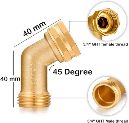 Garden Hose Elbow Connector 45 Degree Solid Brass Pipe Fittings Hose Elbow -Eliminates Stress and Strain On RV Water Intake Hose Adapter 3/4" FHT x 3/4" MHT (45 Degree 4 PCS)