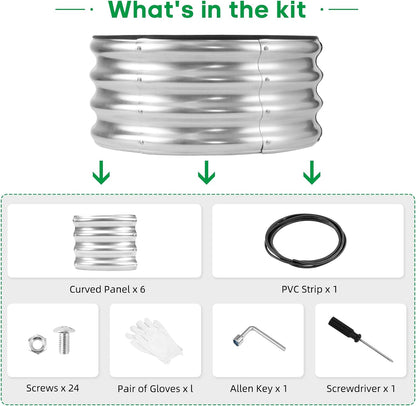 JERIA Raised Garden Bed,Galvanized Raised 2×2×1ft Planter Boxes Outdoor with Easy Assembly, Round Garden Bed for Vegetables, Fruits, Flowers