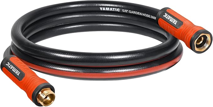 YAMATIC Short Garden Hose 10ft, 5/8" Leader Hose with Swivel Handle, Small Water Hose Extension, Solid Brass 3/4" Connection Fittings, Leak Proof for Reel, Gardening, Agriculture, Car Wash, Lawn