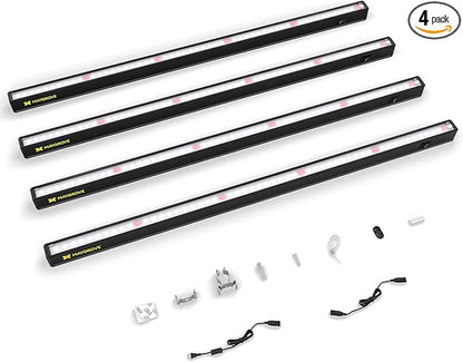 Plant Grow Lights 2FT, Red-Enhanced Full Spectrum 5000K, 60W(4 x 15W), T5 LED Grow Light Strips for Leafy Greens and Vegetables, High PPFD, Linkable, Black, 4-Pack