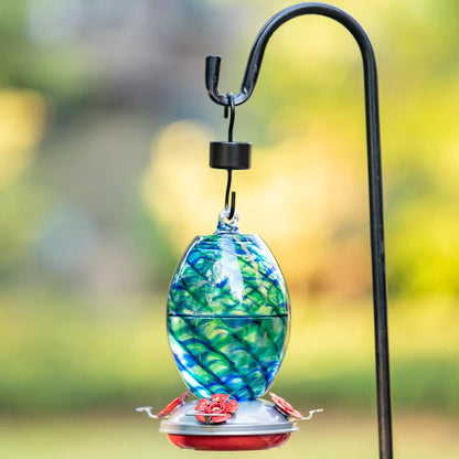 Muse Garden Glass Humming Bird Feeders for Outdoors - 27OZ Blown Glass Hummingbird Feeder - Unique Gift for Mom Women Grandparents, Outdoors Hanging Garden Decor, Ant Moat & Brush, Blue Mermaid