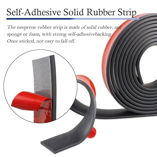 Neoprene Rubber Strips Self Adhesive Solid Rubber Sheets, Rolls & Strips for DIY Gaskets Crafts Pads Seals Warehouse Flooring Neoprene Sheet with Adhesive Backing (1" Wide x 1/16" Thick x 20' Long)