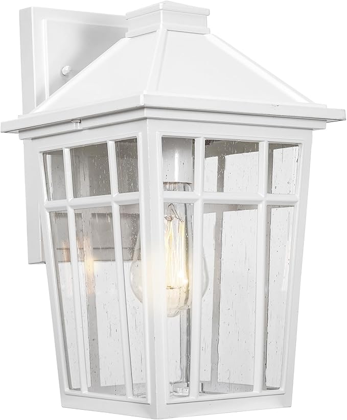 Darkaway Outdoor Sconce Lights Wall Light Fixtures, 14inch Large Porch Light Outdoor Wall Anti-Rust Waterproof Aluminum with Glass Exterior Light Fixture for Patio Yard Doorway Garage (Large, White)