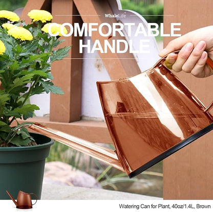 WhaleLife Indoor Watering Can for House Bonsai Plants (1.4L, Brown)