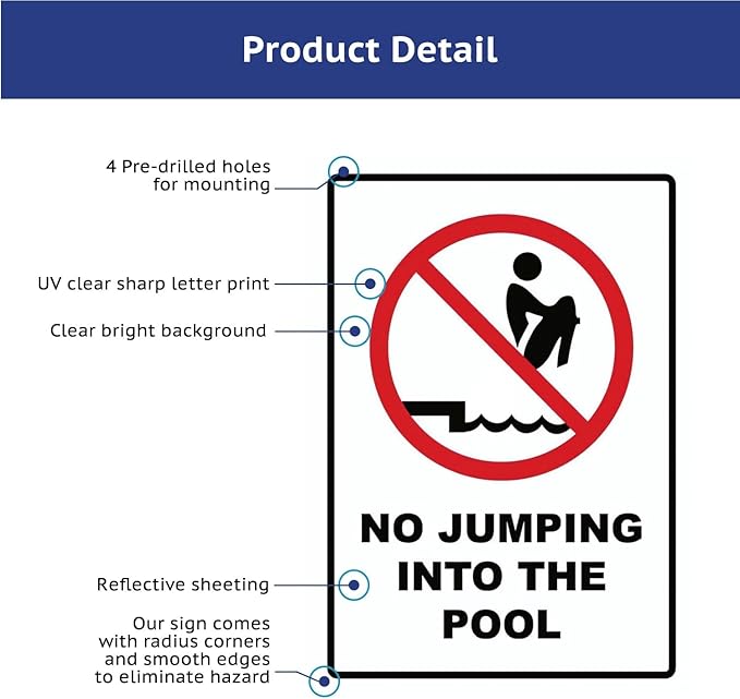 No Jumping into the Pool Outdoor Metal Pool Signs - Perfect Pool Gifts for New Homeowners & Retirees