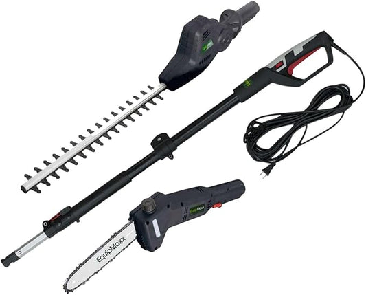 Long Reach 2 in 1 Electric (Corded) Pole Hedge Trimmer & Chainsaw, Telescopic Extension Pole Tool for Garden Pruning and Branch Cutting (Extends to 7 1/2 Feet)