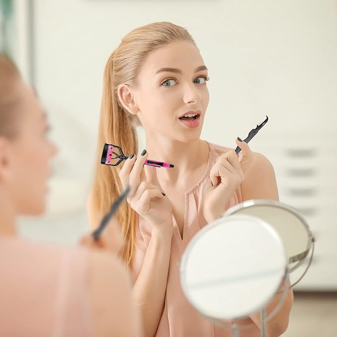 17 Pcs Eyelash Curlers Kit Lash Curler Eyelash Comb Seperator Extension Tweezers Eyebrow Brush Scissors False Eyelashes Applicator Eyebrow Trimmer Silicone Refills Pads for Women(Purple)