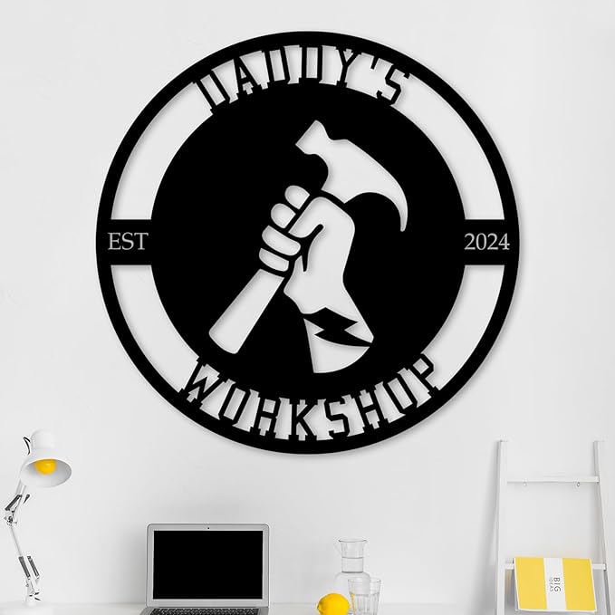 Personalized Metal Signs | Custom Plaque Wall Art | Worshop Metal Sign | Custom Sign Outdoor Metal | Custom Work Shop Metal Sign | Shop Signs | Personalized Father Gifts | Family Name Sign