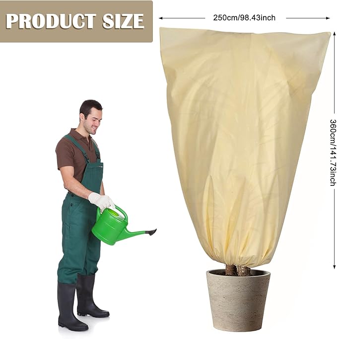 LangRay Plant Covers Freeze Protection, Winter Frost Cloths 2.8oz/yd² with Zipper and Drawstring, Garden Cover Protective Blankets for Outdoor Plants Fruit Palm Olive Trees (98in*141in 1pc)