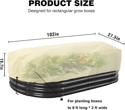 Plant Covers Freeze Protection, Rectangular Planter Plant Frost Blanket,Winter Outdoor Plant Frost Plant Protection Cover, Plant Frost Tree Cover with Drawstrings Latches102X27.5X19.7INCH 1Pcs