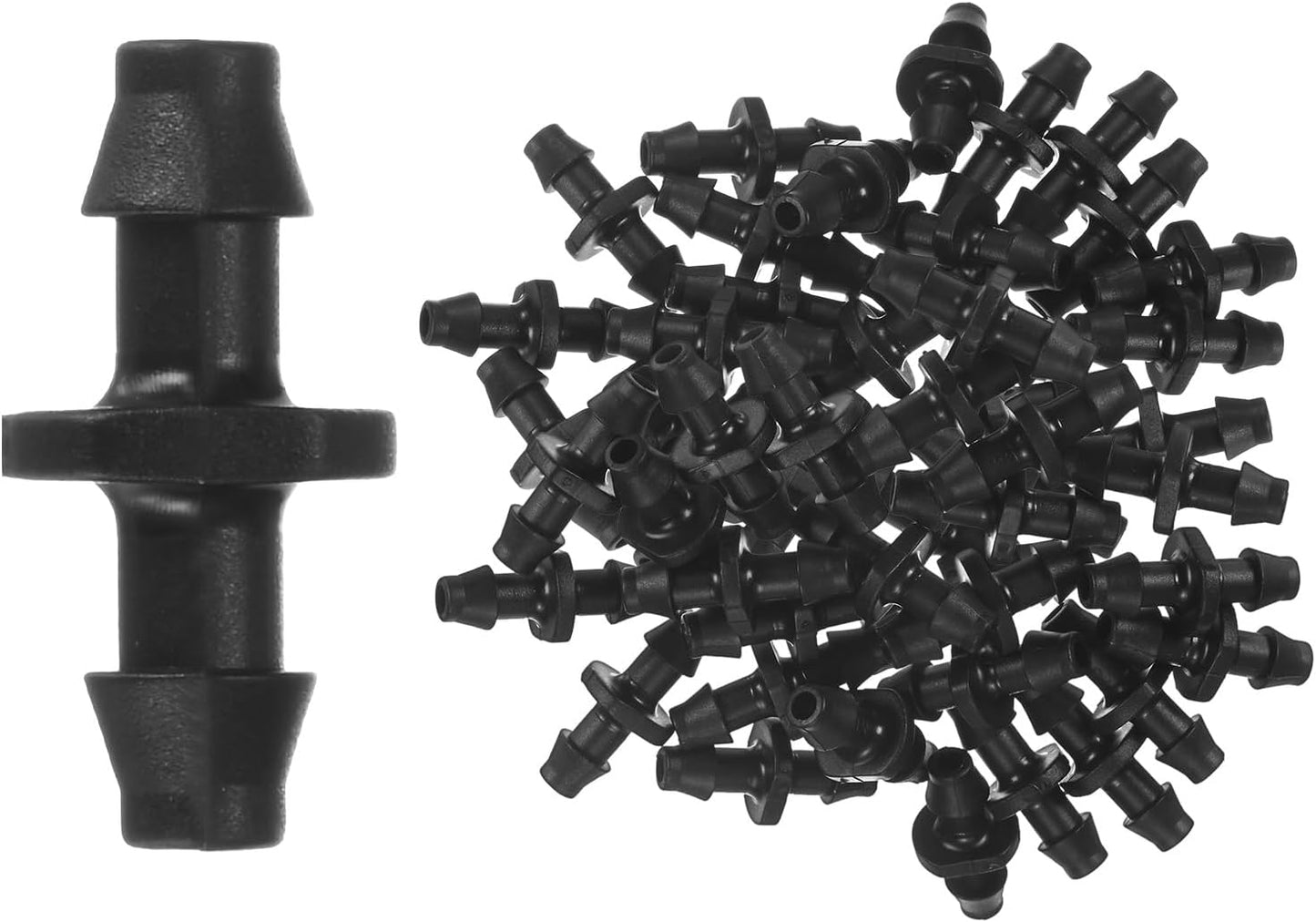 50-Pack Drip Irrigation Barbed Fittings, for 1/4 Inch Tubing Connector Plastic Coupling Irrigation Parts for Garden/Greenhouse/Aquarium/Flower Pot, Drip Pipe Accessories