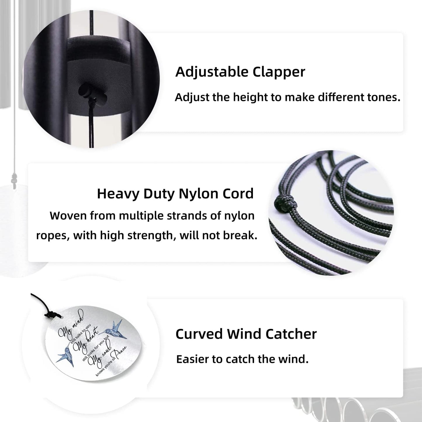 Personalized 36" Bereavement Wind Chimes for Outside, Memorial Gift in Remembrance of a Loved One, Sympathy Gift for Loss of Mother Father Husband, Garden Patio Decor