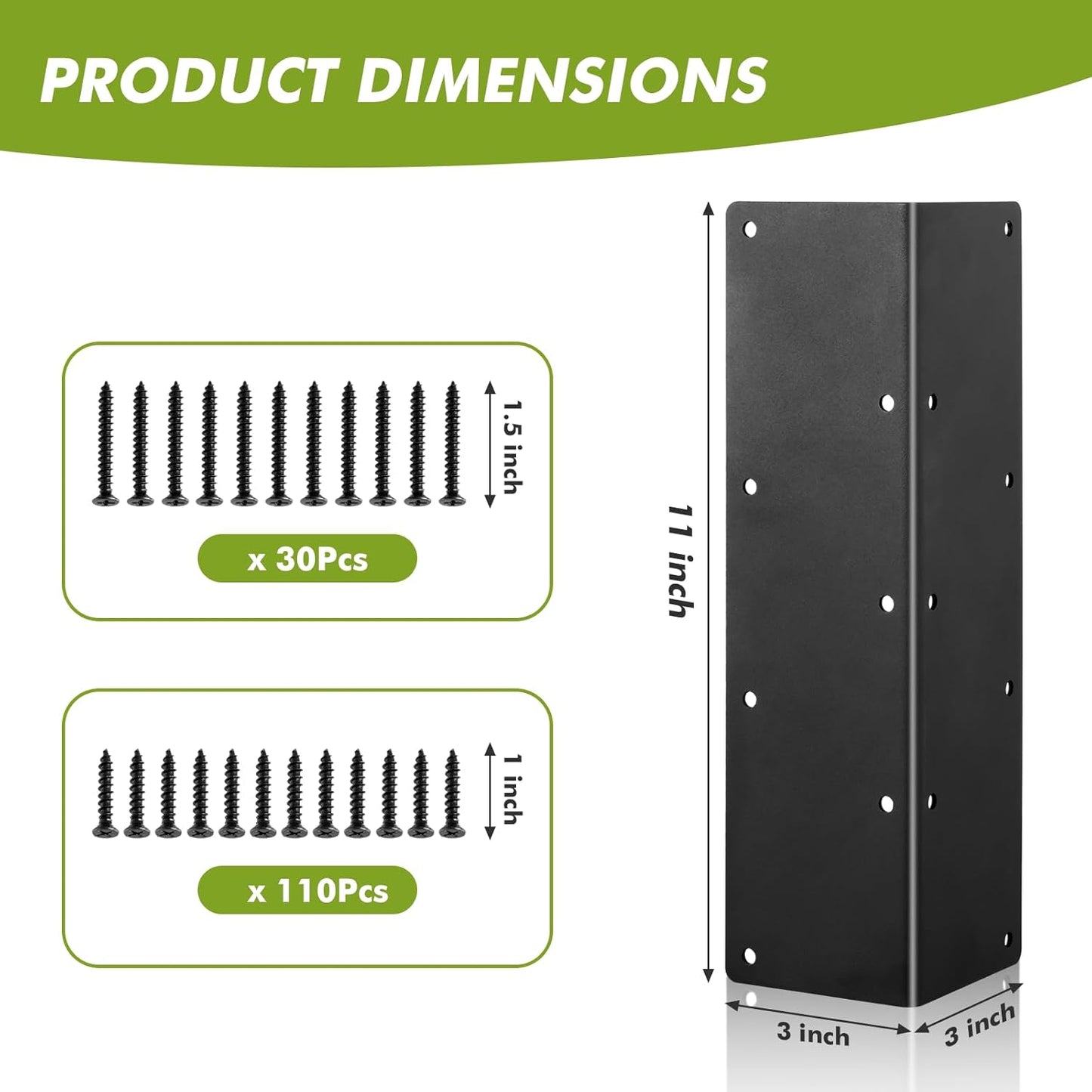 10 Packs Raised Beds Corner Brackets 11 in Metal L Brackets for with Screws Black Angle Corner Bracket Connectors 11" x 3" x 3" for Wood Flower Box Angle Brace Black