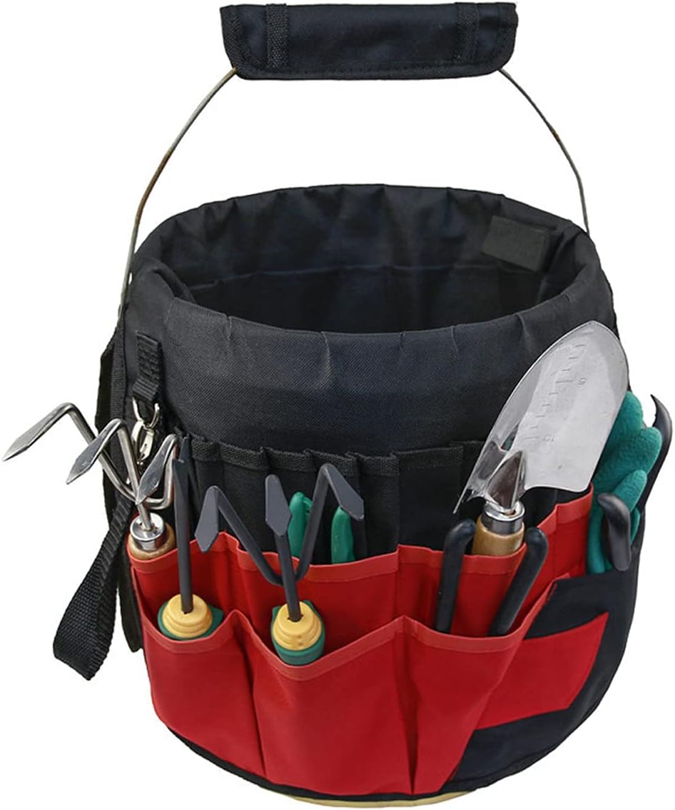Gardening Tools Organizer 5 Gallon Bucket Boss Storage Management with Handle, Waterproof 42 Pockets Tools Holder Bag Multi-Purpose Trays Organizer, Insert Bucket for Garden Working