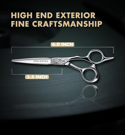 Professional Hair Cutting Scissors - SUS 440C & Cobalt Stainless Steel Barber Shears Fine Adjustment Tension Premium Shears for Hair Cutting (Hair Cutting Scissors S4, 6.0 Inches)