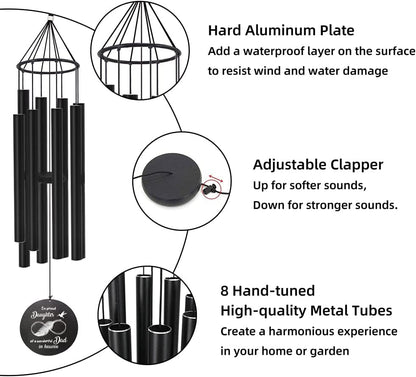 Personalized 36" Healing Memorial Wind Chimes for Outside, Bereavement Gift of Comfort for Loss of Mother, Father or Husband, A Soothing Remembrance for Your Garden and Patio