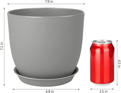 Plant Pots 8 Inch Set of 2, Flower Pots with Multi Mesh Drainage Holes, Planters for Indoor Outdoor Garden Plants and Flowers