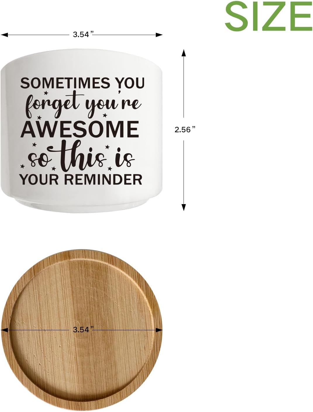 Succulent Cactus Cute Planter Pots with Bamboo Tray, Office Kitchen Home Windowsill Indoor Decor, Gift for Friends Mom Women Coworkers Teachers Plant Lovers