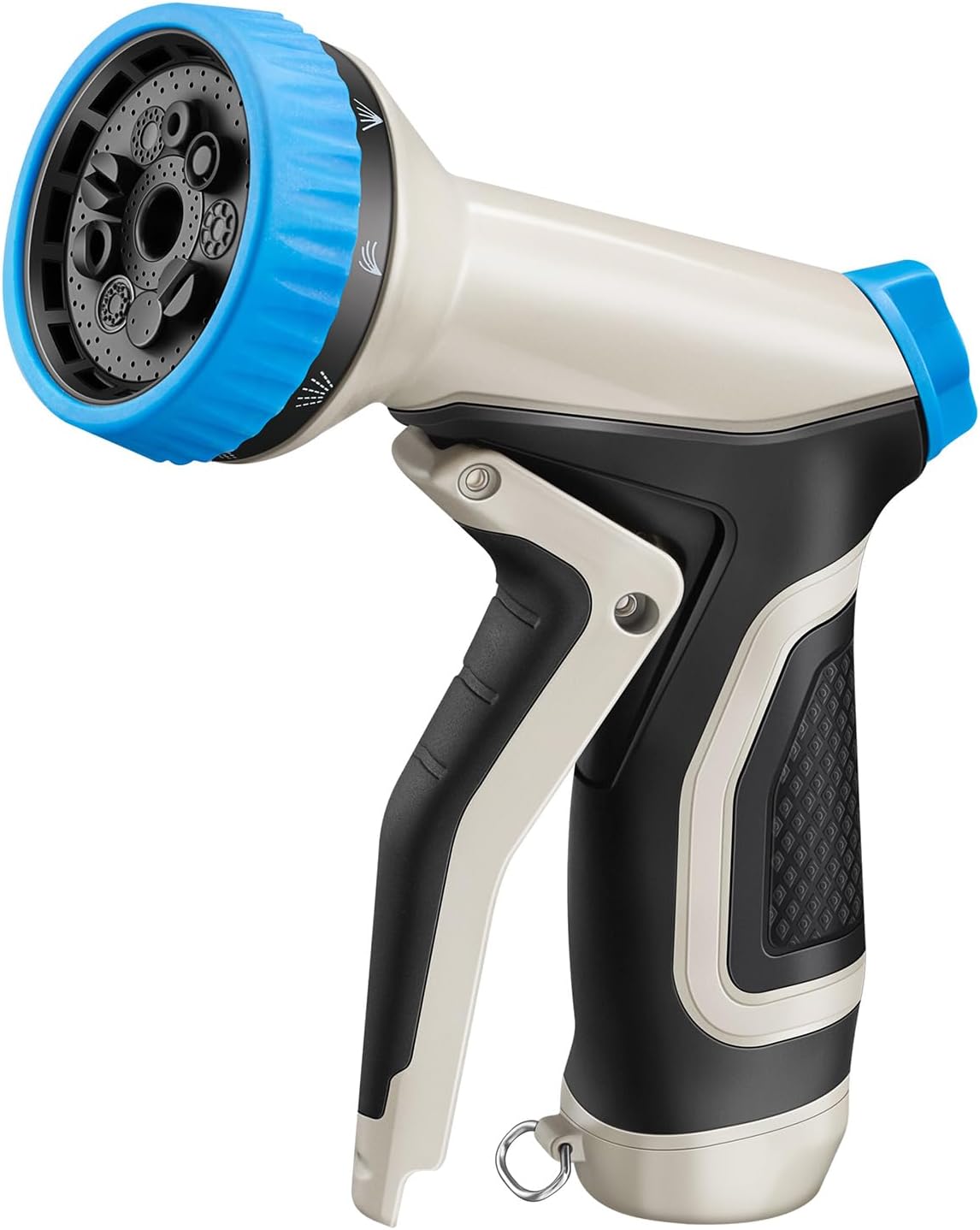 Garden Hose Nozzle - Heavy Duty Metal Water Hose Nozzle, High Pressure Water Nozzle with 9 Adjustable Spray Patterns for Watering Plants, Lawn, Washing Cars, Cleaning & Showering Pets