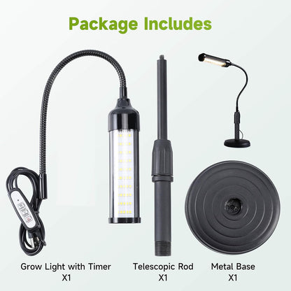 Grow Lights for Indoor Plants Desk LED Grow Light with Base Full Spectrum 50 LEDs Warm White for Indoor Plant Growing Lamp, Adjustable Gooseneck, Suitable Plants Growth (Without USB Plug)