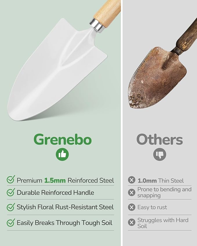 Gardening Tools, 10-Piece Gardening Gift Set for Women, Rust-Proof & Heavy-Duty Tools with Floral Organizer Bag, Fashionable & Thoughtful Gift for Garden Women (Pink White)