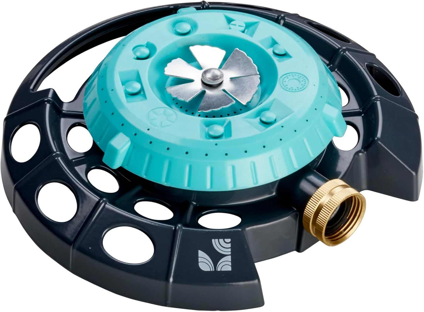 Spot Watering Sprinkler 400001, Decorative Turret Style, Adjustable to 9 Spray Patterns on Metal Base by New England Garden Tools