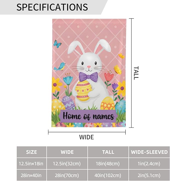Custom Easter Garden Flag for Outdoor Personalized Easter Yard Flags Decor Customized Flag Add Your Own Picture/Text House Lawn Banner Double Sided Home Wall Decoration 12.5x18 28x40