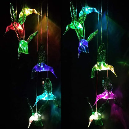 Solar Hummingbird Wind Chimes Outdoor Hanging -Waterproof Mobile Romantic Solar Powered Changing Color LED Wind Bells Light, Wind Chimes Gifts for Women, Home, Party, Festival, Night Garden Decoration