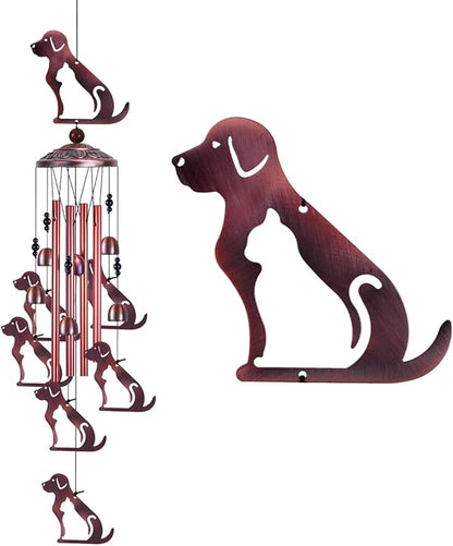 Outdoor Dog Wind Chimes Gifts for Mom - with 4 Tubes 6 Bells 7 Dogs Wind Bell, Romantic Wind Catcher, Mobile Dog Decor, Dog Bell, Puppy Windchimes for Home, Balcony, Tree, Festival, Garden Decoration