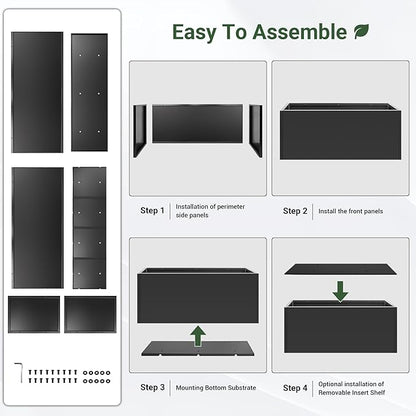 Metal Planter Box 46” x 16” x 16”, Tall Planter Box with Removable Insert Shelf, Black Steel Planter Heavy Duty for Porch, Garden, Patio, Yard